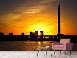Fototapete Skyline Düsseldorf bei Sonnenuntergang