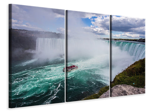 Leinwandbild 3-teilig Action am Wasserfall