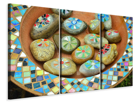 Leinwandbild 3-teilig Bemalte Steine