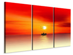 Leinwandbild 3-teilig Ein Fischer im Sonnenuntergang
