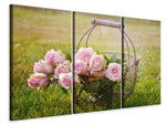 Leinwandbild 3-teilig Ein Korb voller Rosen