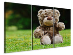 Leinwandbild 3-teilig Happy Teddybär