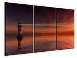 Leinwandbild 3-teilig Roter Himmel am Leuchtturm