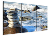 Leinwandbild 3-teilig Steinstapel am Meer