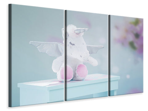 Leinwandbild 3-teilig Süsses Einhorn