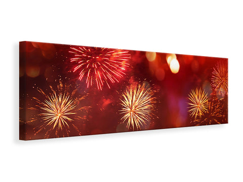 Leinwandbild Panorama Buntes Feuerwerk