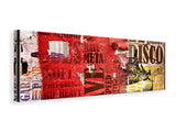 Leinwandbild Panorama Musiktext im Grungestil